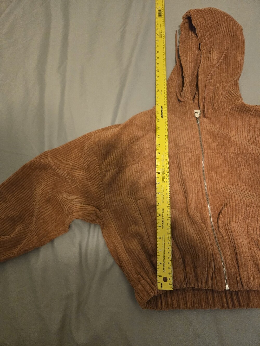 Cropped Ribbed Zip Hooded Jacket - Picture 7 of 8